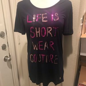 NWT Juicy Couture dark gray Sequin Tee